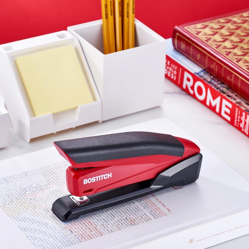 PaperPro Bostitch Office Executive 3 in 1 Stapler, Includes 210 Staples and Integrated Staple Remover, One Finger Stapling, No Effort, 20 Sheet Capacity, Spring Powered Stapler, Red - Image 2